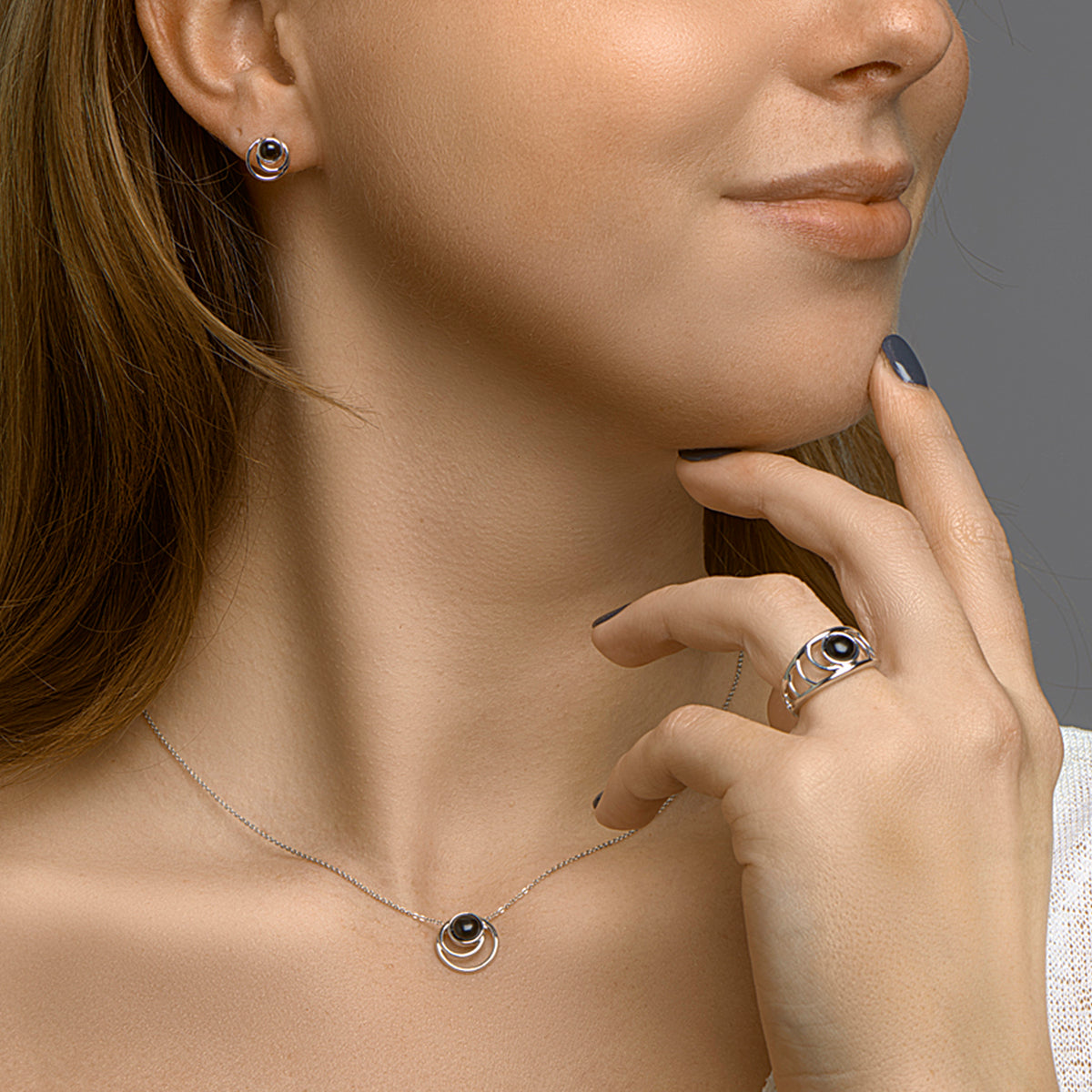 vDam Ring Onyx Zilver Gerhodineerd 1332529 Maat 17¼