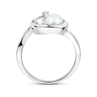 vDam Ring Ovaal Parel En Zirkonia 9,5 Mm Zilver Gerhodineerd 1339753 Maat 17¾