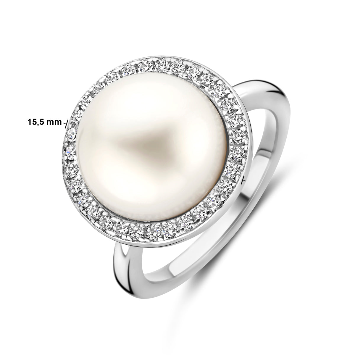 vDam Ring Parel En Zirkonia Halo Zilver Gerhodineerd 1339098 Maat 16½