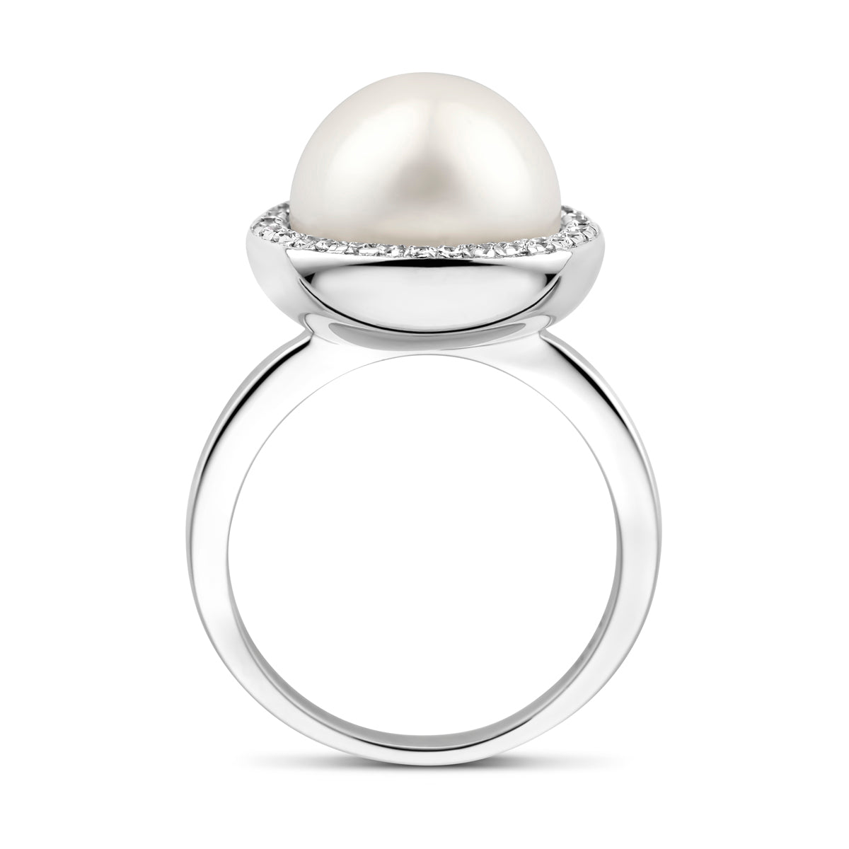 vDam Ring Parel En Zirkonia Halo Zilver Gerhodineerd 1339101 Maat 18½