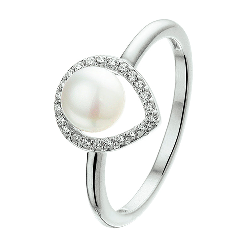 vDam Ring Parel En Zirkonia Zilver Gerhodineerd 1327887