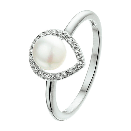vDam Ring Parel En Zirkonia Zilver Gerhodineerd 1327887