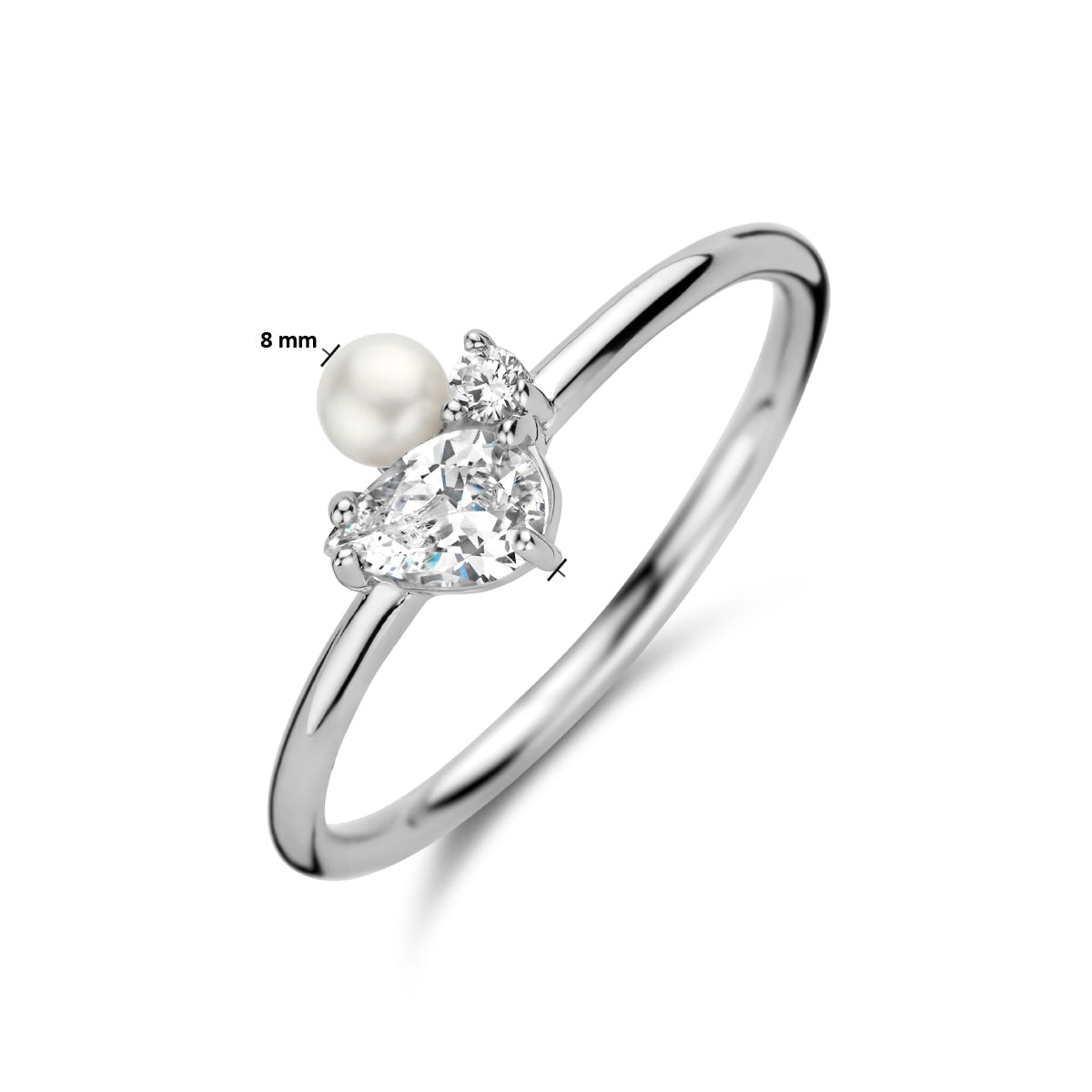 vDam Ring Parel En Zirkonia Zilver Gerhodineerd 1335523 Maat 17¾
