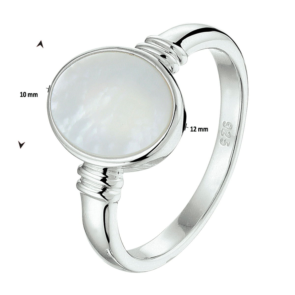 vDam Ring Parelmoer Zilver Gerhodineerd 1328101 Maat 17¾