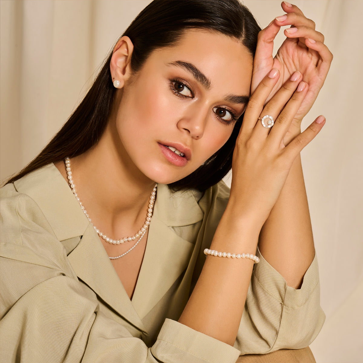 vDam Ring Rondje Parel Gescratcht Zilver Gerhodineerd 1335449 Maat 17¼