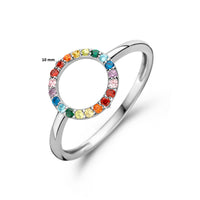vDam Ring Rondje Regenboog Zirkonia Zilver Gerhodineerd 1335471 Maat 16½