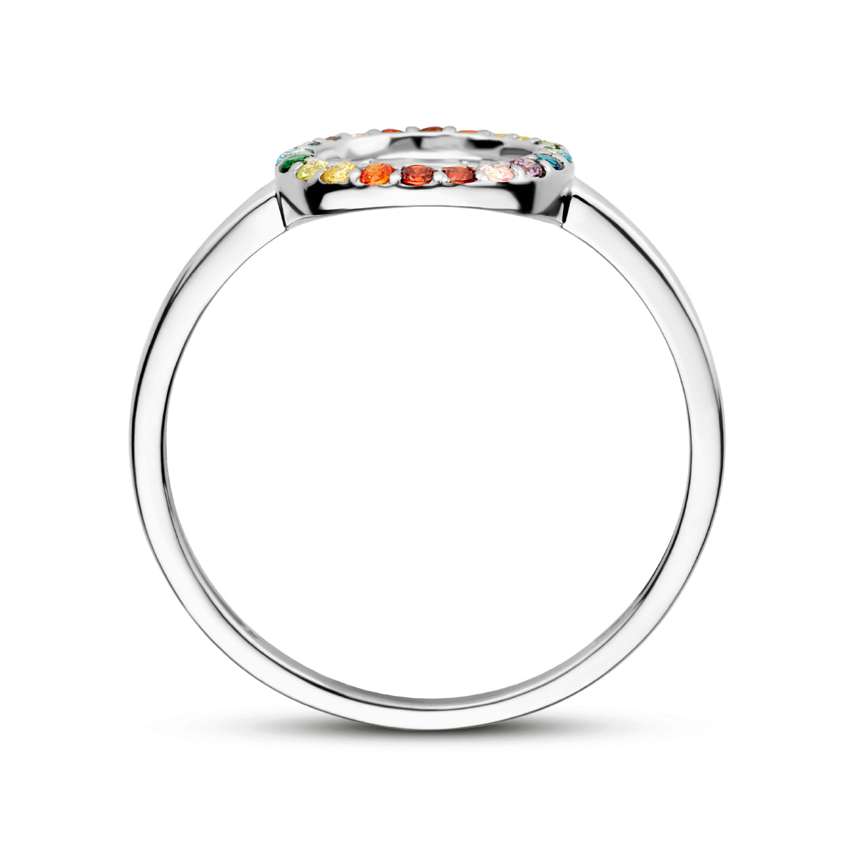 vDam Ring Rondje Regenboog Zirkonia Zilver Gerhodineerd 1335473 Maat 17¾