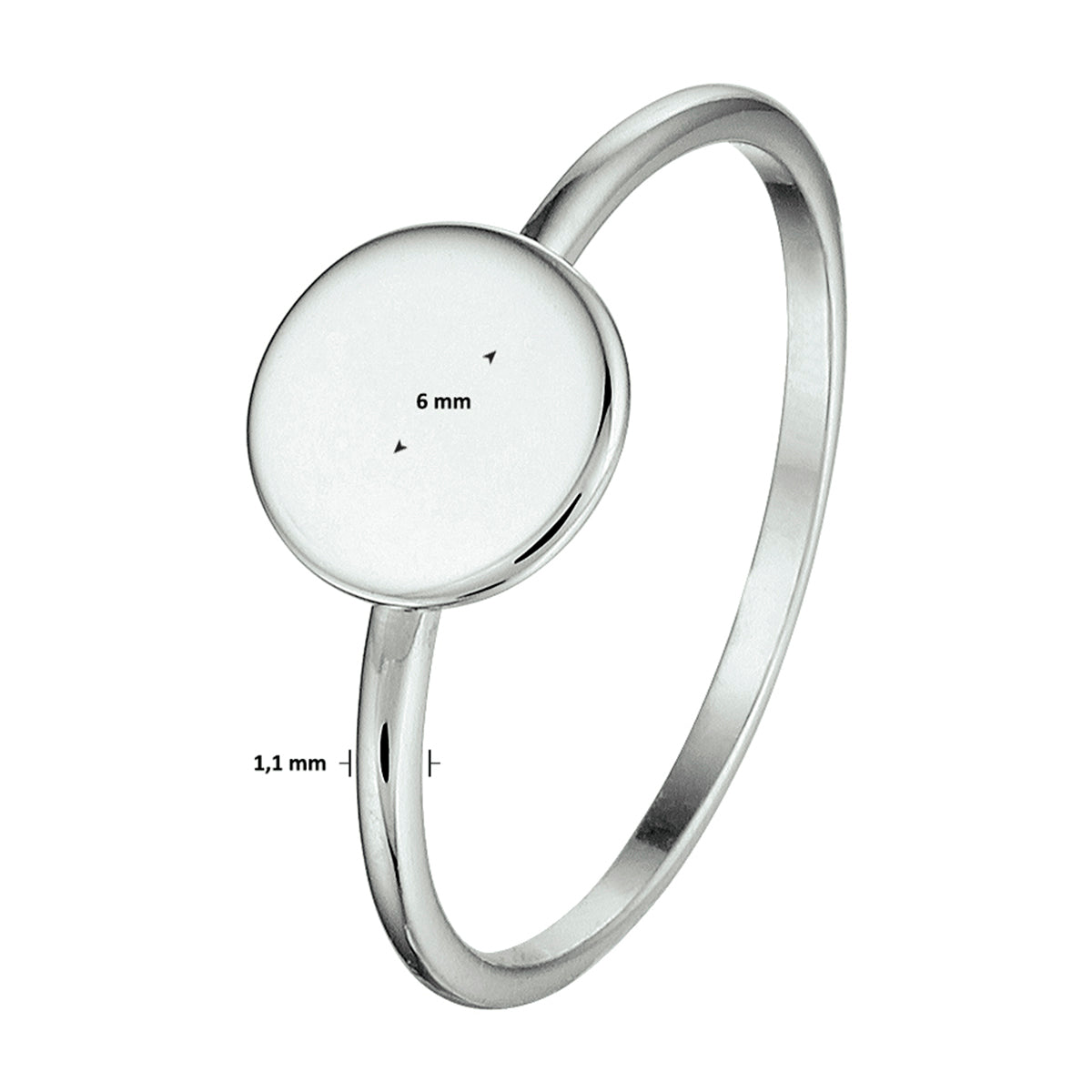 vDam Ring Rondje Zilver Gerhodineerd 1330174 Maat 17¼