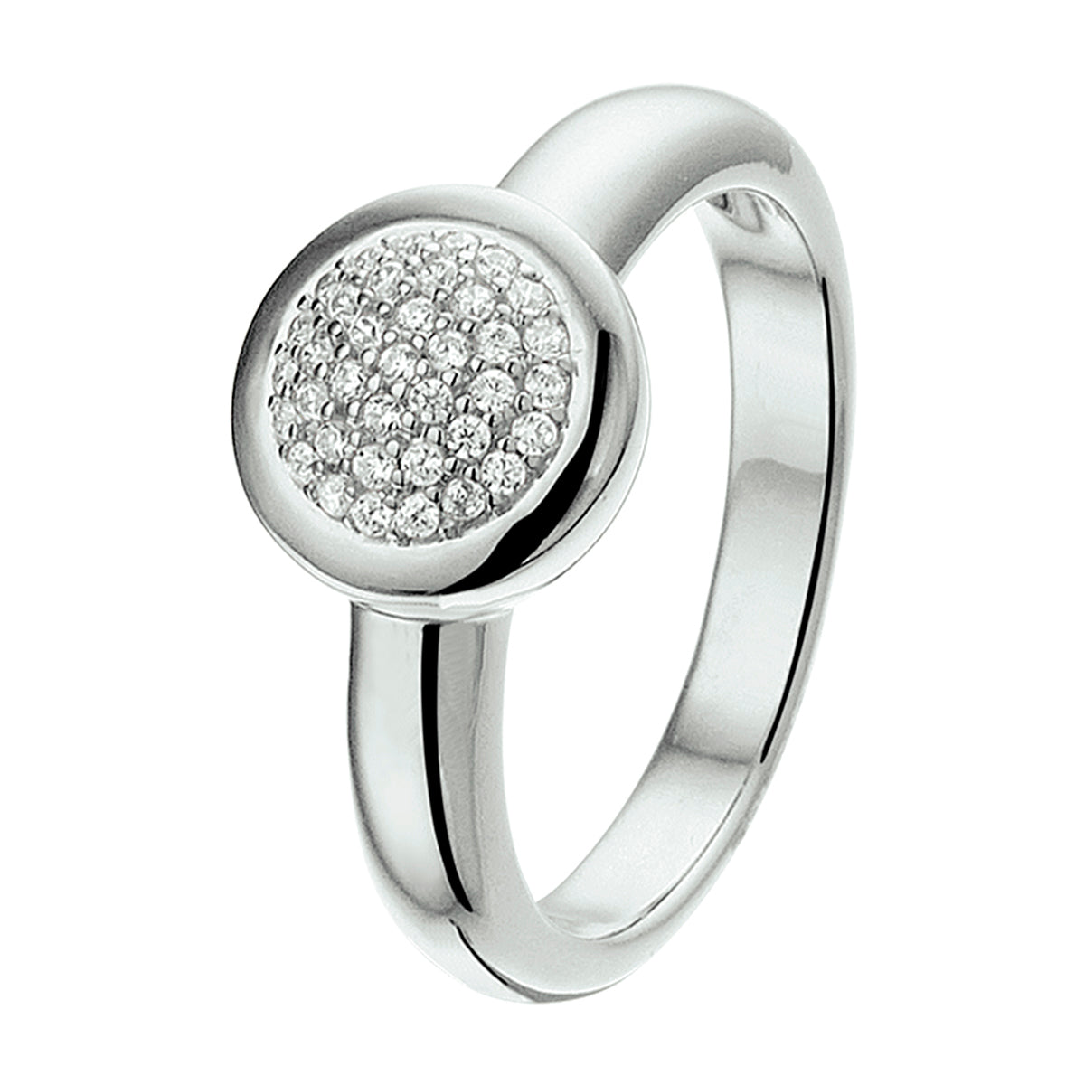 vDam Ring Rondje Zirkonia Zilver Gerhodineerd 1327872
