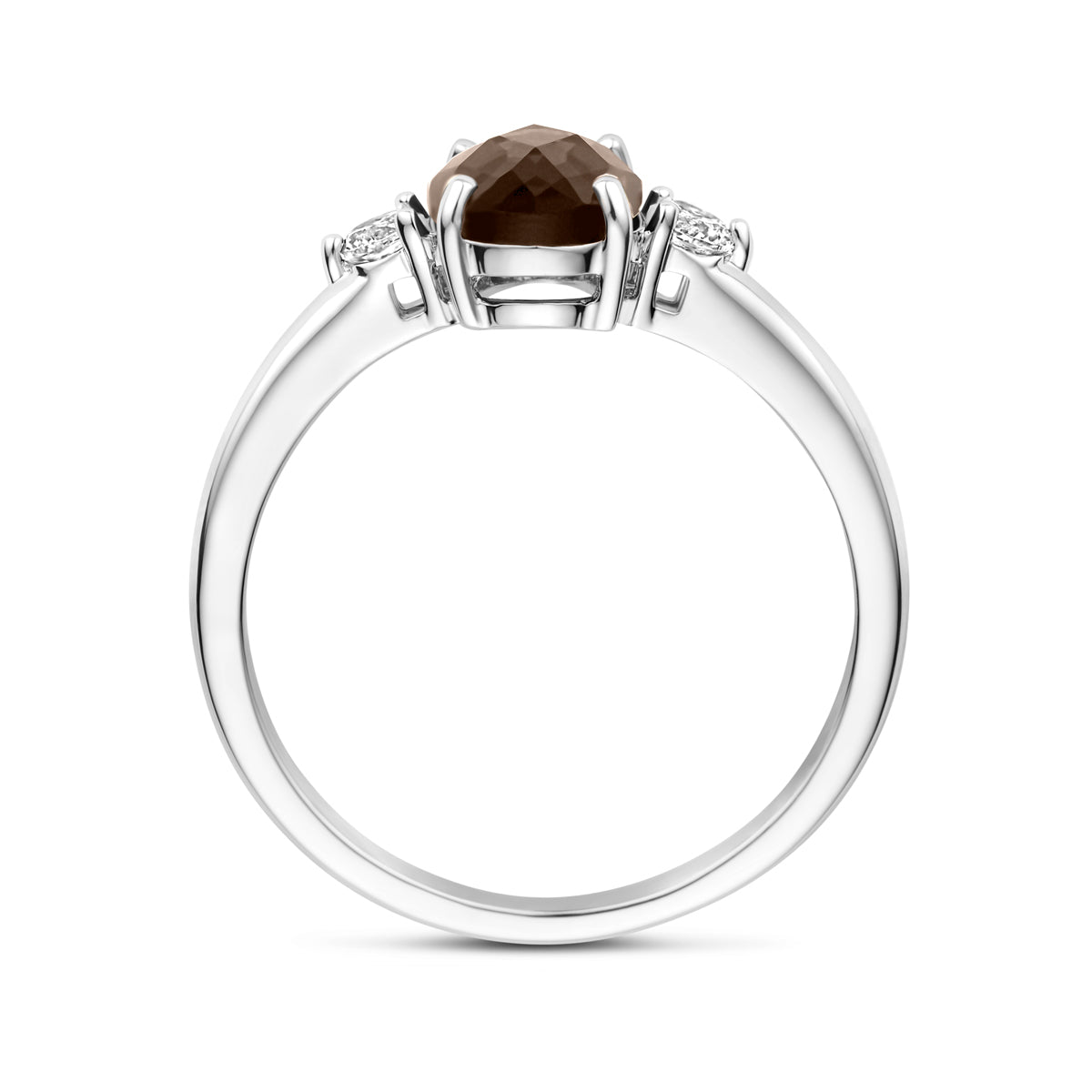 vDam Ring Rookkwarts En Zirkonia Zilver Gerhodineerd 1340327 Maat 17¼