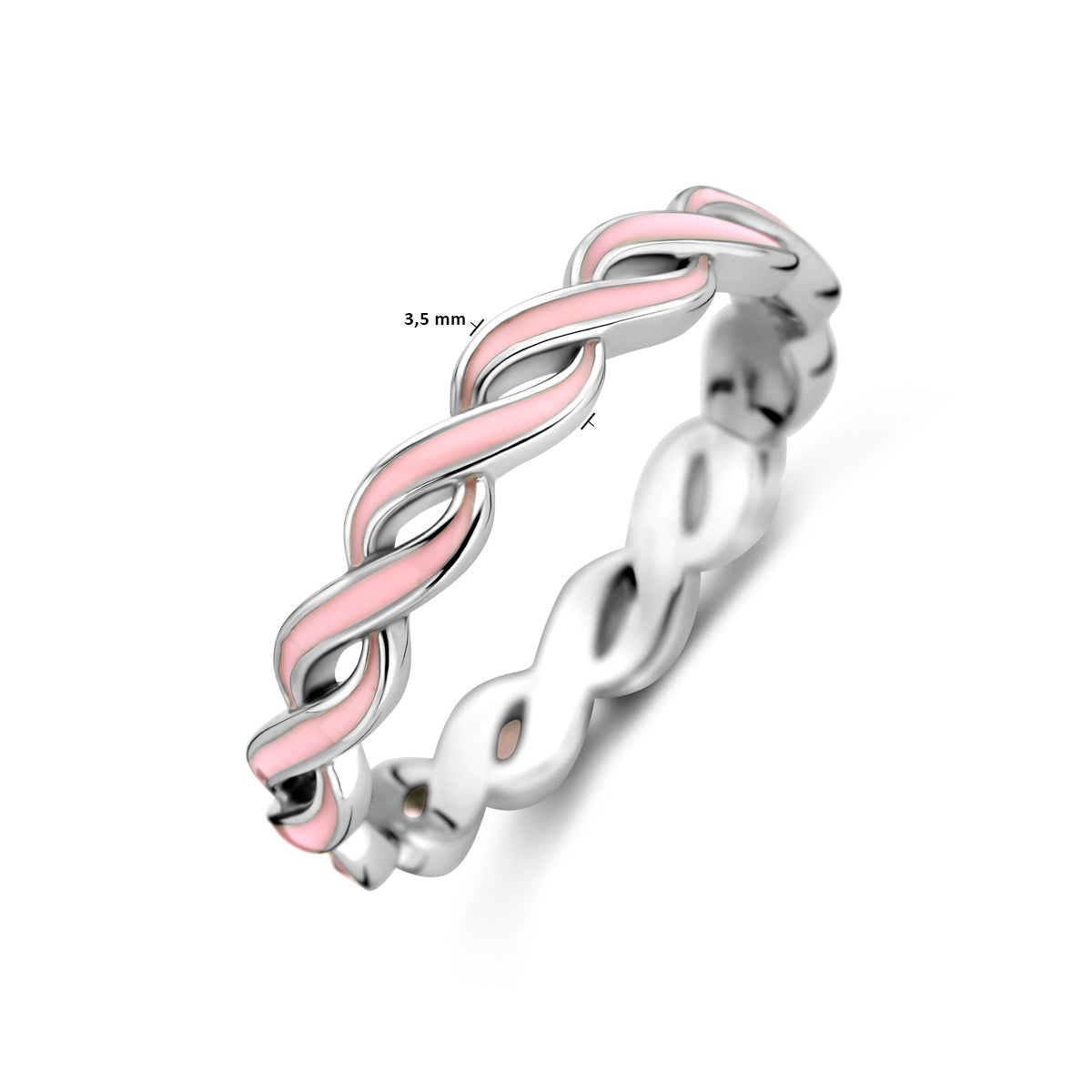 vDam Ring Roze Emaille Zilver Gerhodineerd 1338690 Maat 17¾