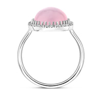 vDam Ring Rozenkwarts En Zirkonia Halo Zilver Gerhodineerd 1337911 Maat 17½