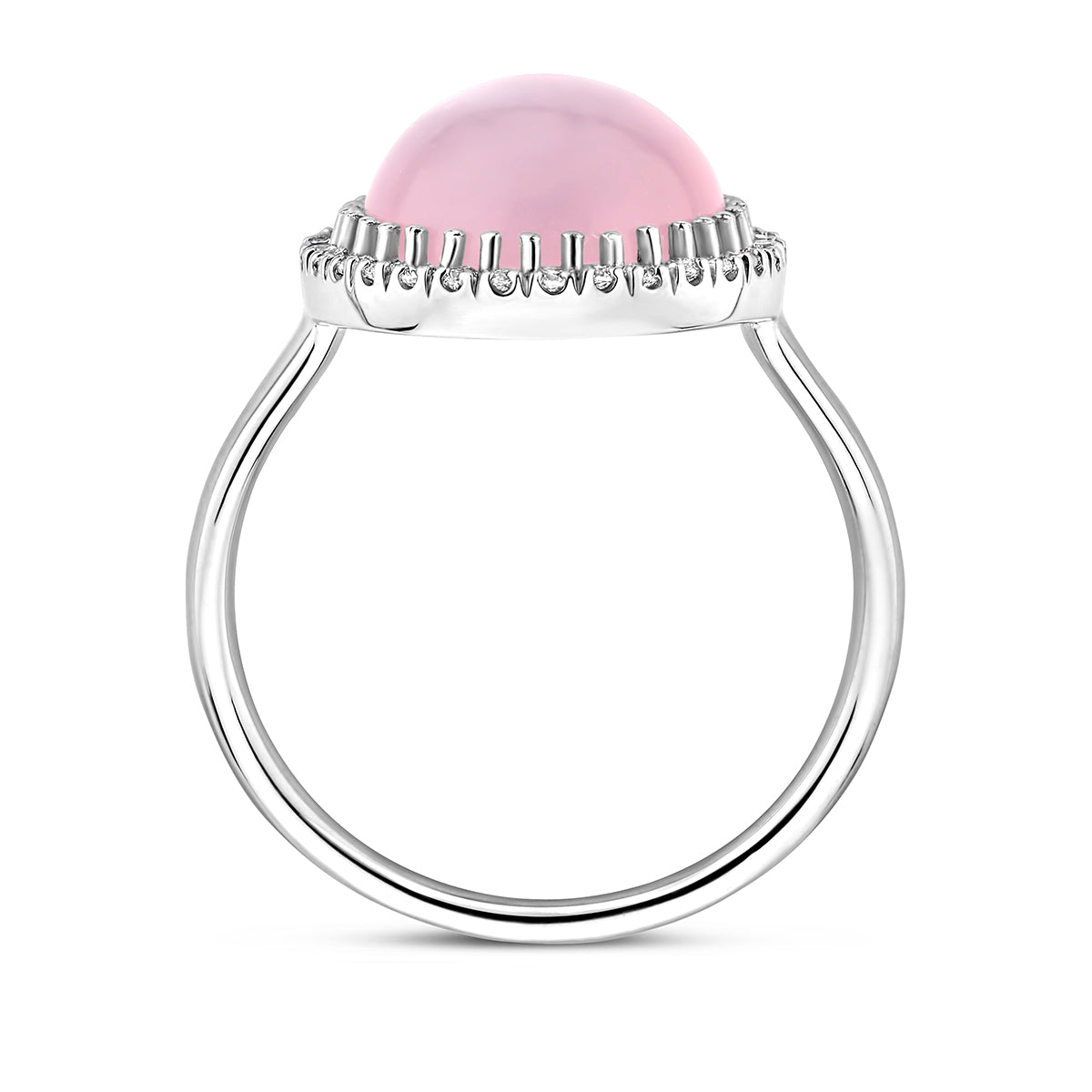 vDam Ring Rozenkwarts En Zirkonia Halo Zilver Gerhodineerd 1337911 Maat 17½