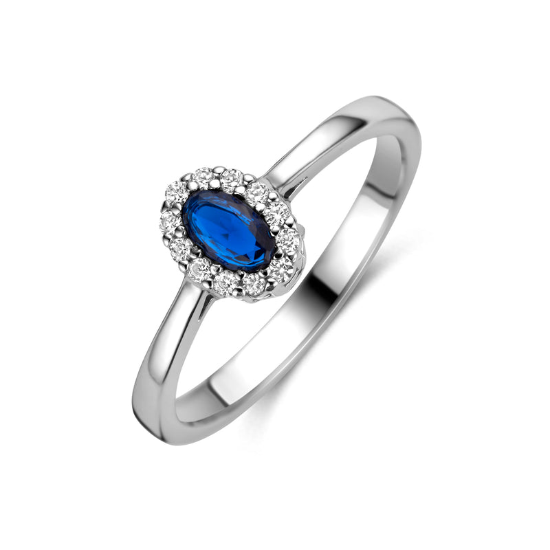 vDam Ring Saffier Zirkonia Zilver Gerhodineerd 1341416