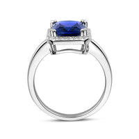 vDam Ring Saffierkleurig En Wit Zirkonia Halo Zilver Gerhodineerd 1336812 Maat 16½