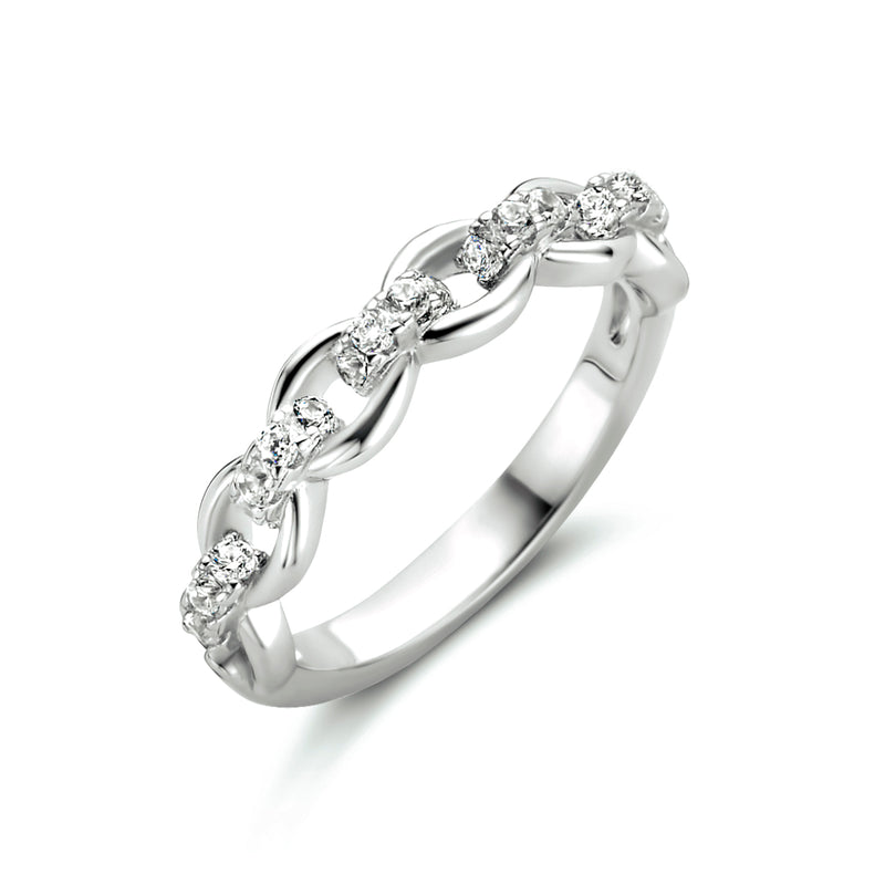 vDam Ring Schakel Zirkonia Zilver Gerhodineerd 1334131