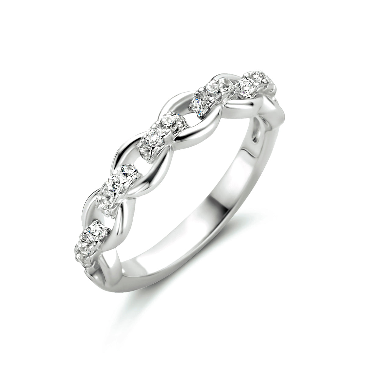 vDam Ring Schakel Zirkonia Zilver Gerhodineerd 1334132