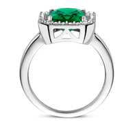 vDam Ring Synth Smaragd En Zirkonia Halo Zilver Gerhodineerd 1335150 Maat 16½