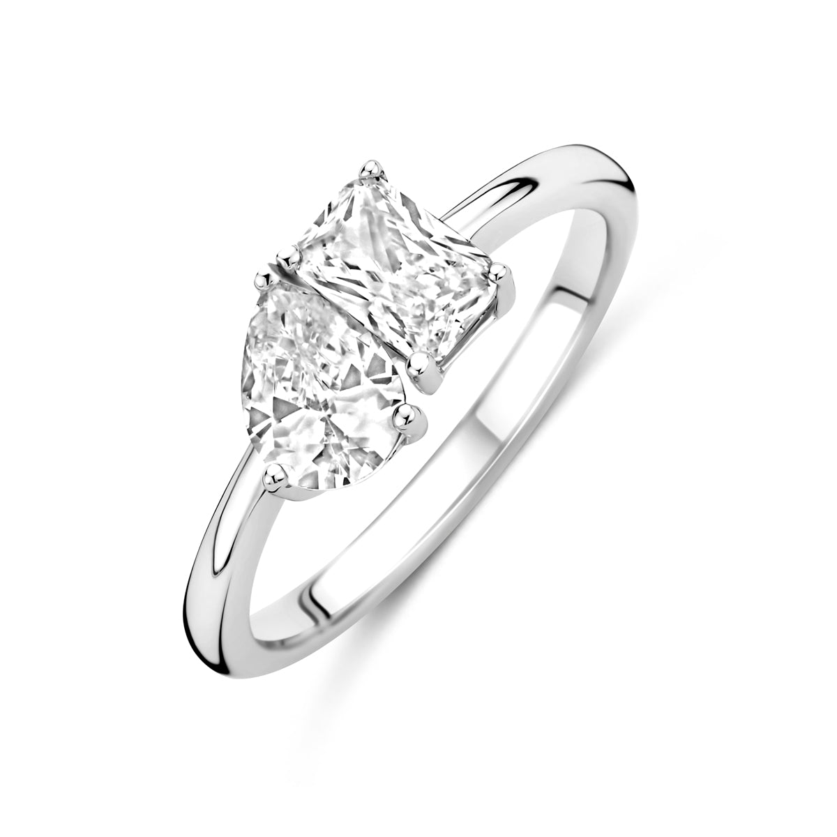 vDam Ring Toi-et-moi Zirkonia Zilver Gerhodineerd 1340928