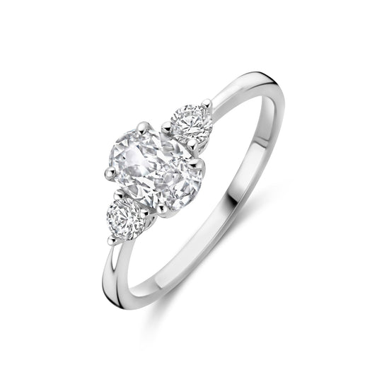 vDam Ring Trilogie Zirkonia 7 X 5 Mm Zilver Gerhodineerd 1340199