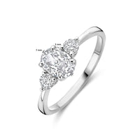 vDam Ring Trilogie Zirkonia 7 X 5 Mm Zilver Gerhodineerd 1338913 Maat 17¼