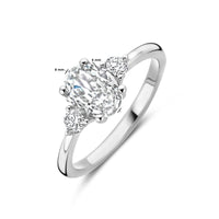 vDam Ring Trilogie Zirkonia 8 X 6 Mm Zilver Gerhodineerd 13389Maat 16 Maat 16