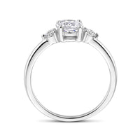 vDam Ring Trilogie Zirkonia 8 X 6 Mm Zilver Gerhodineerd 1338917 Maat 16½