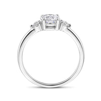 vDam Ring Trilogie Zirkonia 8 X 6 Mm Zilver Gerhodineerd 1338919 Maat 17¾