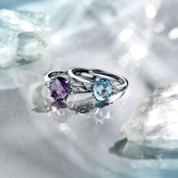 vDam Ring Trilogie Zirkonia En Blauw Topaas Zilver Gerhodineerd 1337799 Maat 18½