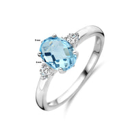 vDam Ring Trilogie Zirkonia En Blauw Topaas Zilver Gerhodineerd 1337799 Maat 18½