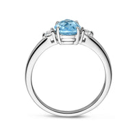 vDam Ring Trilogie Zirkonia En Blauw Topaas Zilver Gerhodineerd 1337799 Maat 18½