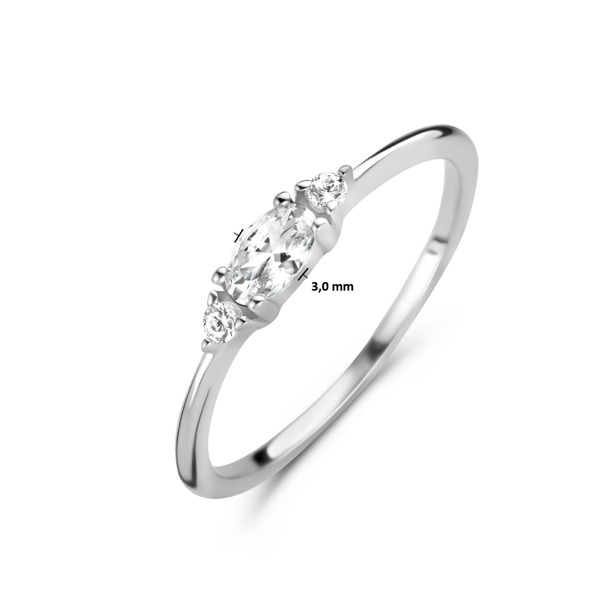 vDam Ring Trilogie Zirkonia Zilver Gerhodineerd 1334786 Maat 16