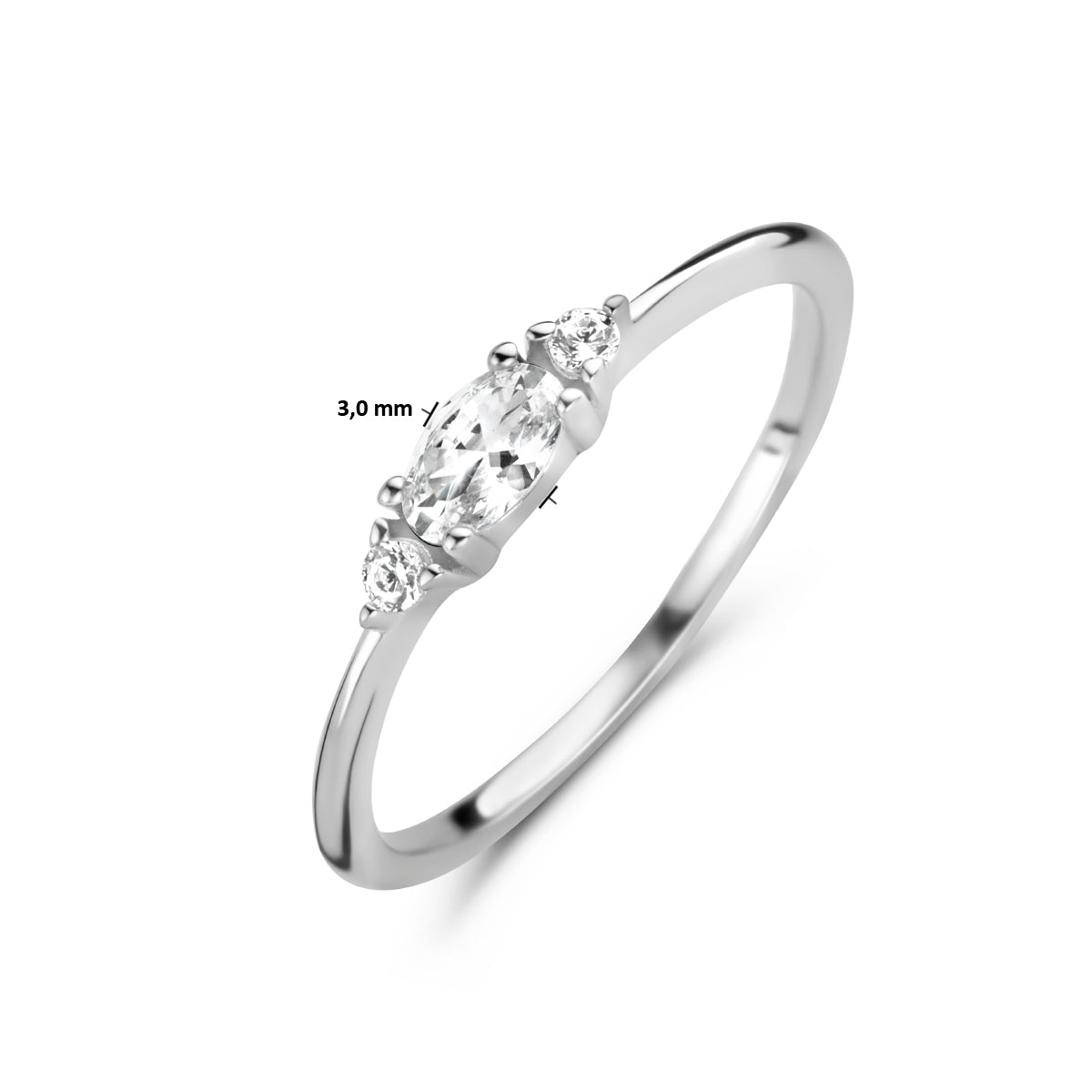 vDam Ring Trilogie Zirkonia Zilver Gerhodineerd 1335014 Maat 16½