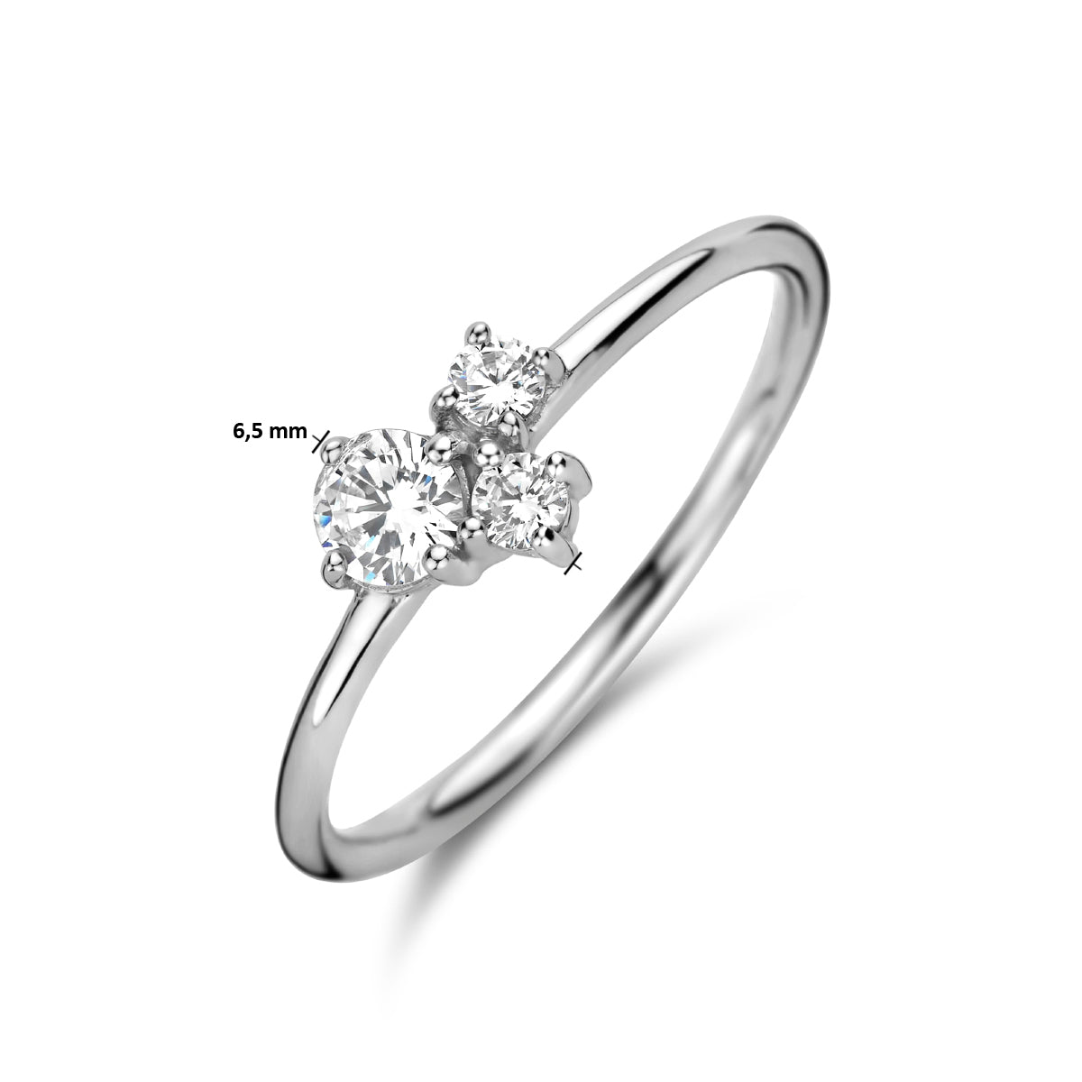 vDam Ring Trilogie Zirkonia Zilver Gerhodineerd 1335527 Maat 17¾