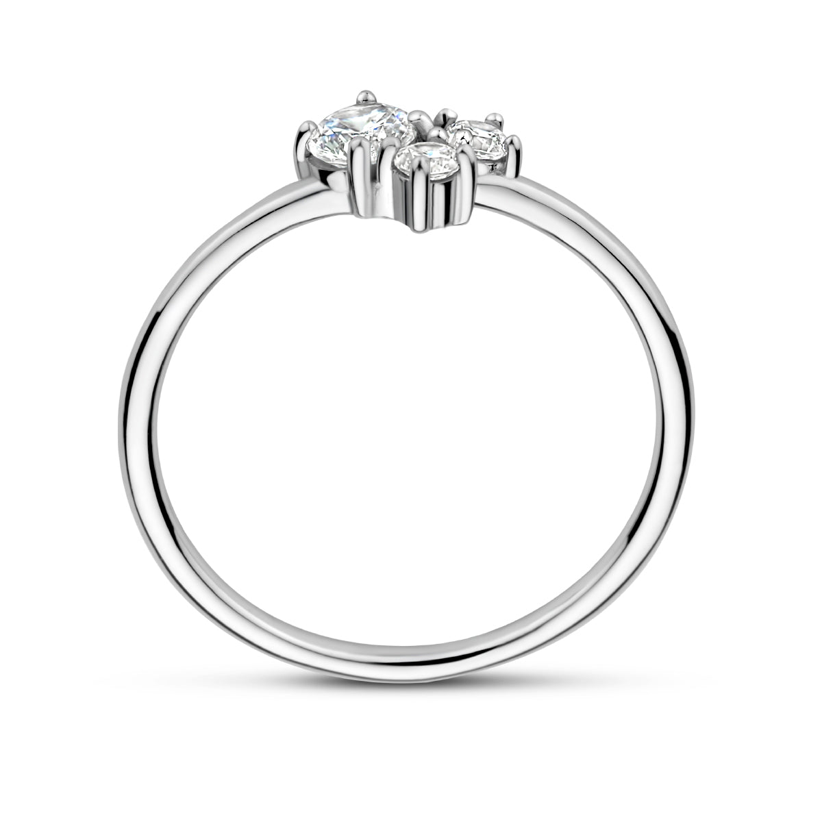 vDam Ring Trilogie Zirkonia Zilver Gerhodineerd 1335528 Maat 18½