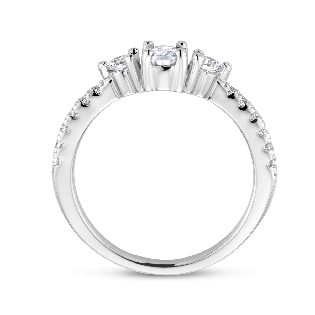 vDam Ring Trilogie Zirkonia Zilver Gerhodineerd 1336077 Maat 16½