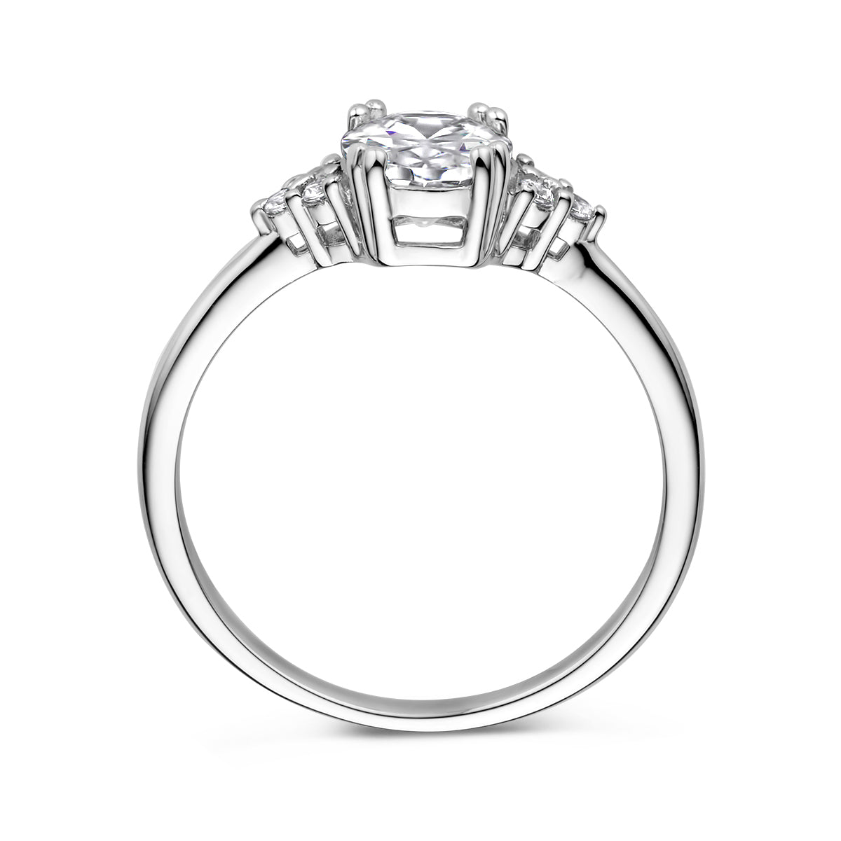 vDam Ring Trilogie Zirkonia Zilver Gerhodineerd 1336720 Maat 17¼