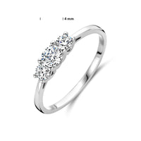 vDam Ring Trilogie Zirkonia Zilver Gerhodineerd 1338058 Maat 17¾