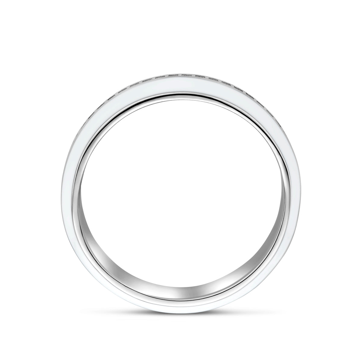 vDam Ring Wit Emaille En Zirkonia Zilver Gerhodineerd 1338711 Maat 18½