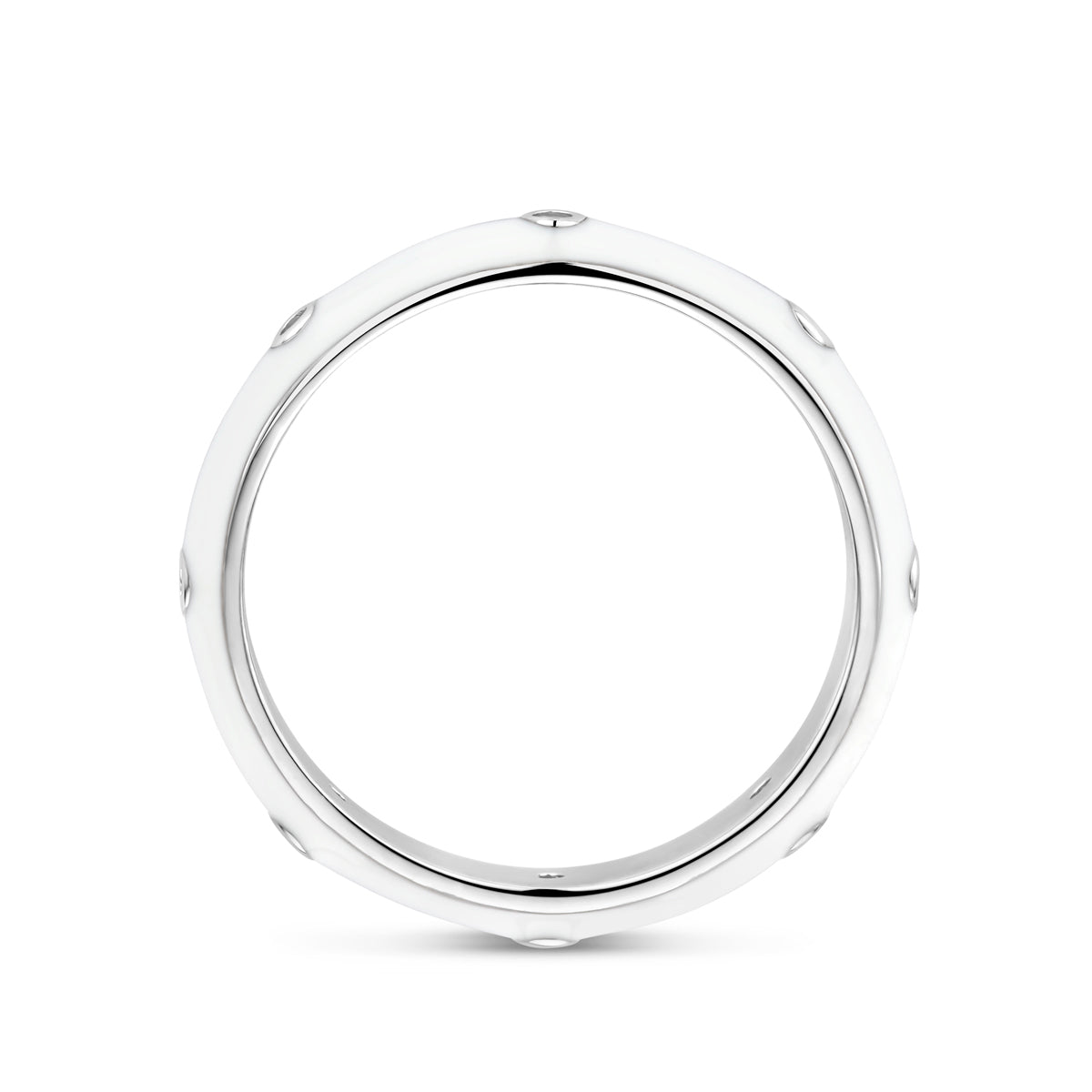 vDam Ring Wit Emaille En Zirkonia Zilver Gerhodineerd 1338932 Maat 16