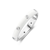 vDam Ring Wit Emaille En Zirkonia Zilver Gerhodineerd 1338933