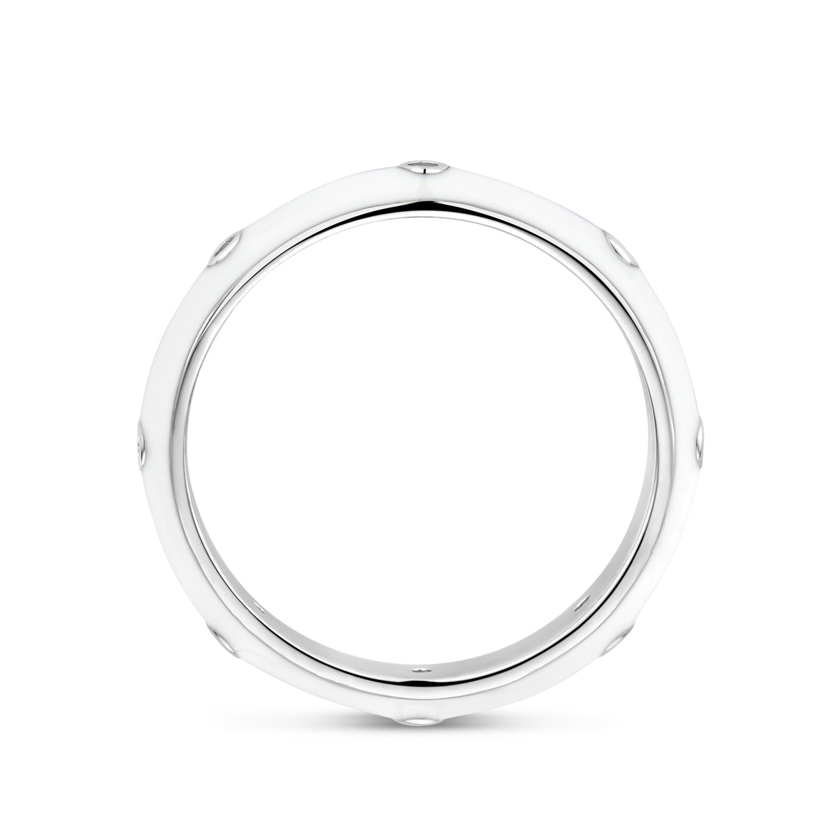 vDam Ring Wit Emaille En Zirkonia Zilver Gerhodineerd 1338934 Maat 17¼