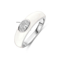 vDam Ring Wit Emaille En Zirkonia Zilver Gerhodineerd 1339930 Maat 17¾