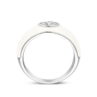 vDam Ring Wit Emaille En Zirkonia Zilver Gerhodineerd 1339931 Maat 18½
