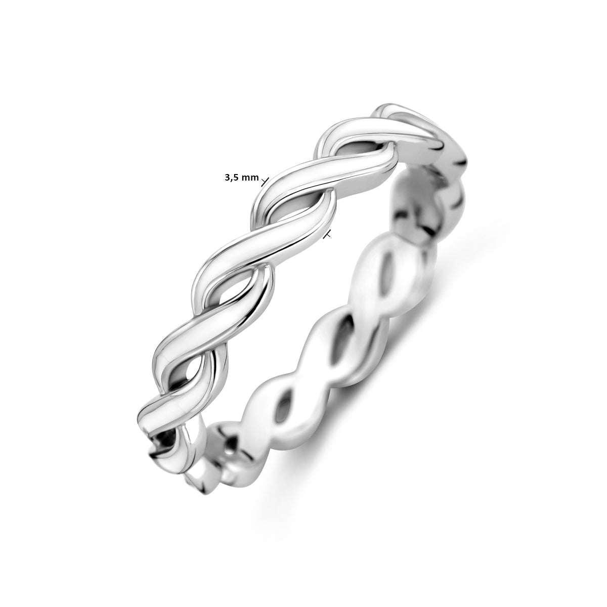 vDam Ring Wit Emaille Zilver Gerhodineerd 1338693 Maat 17¼