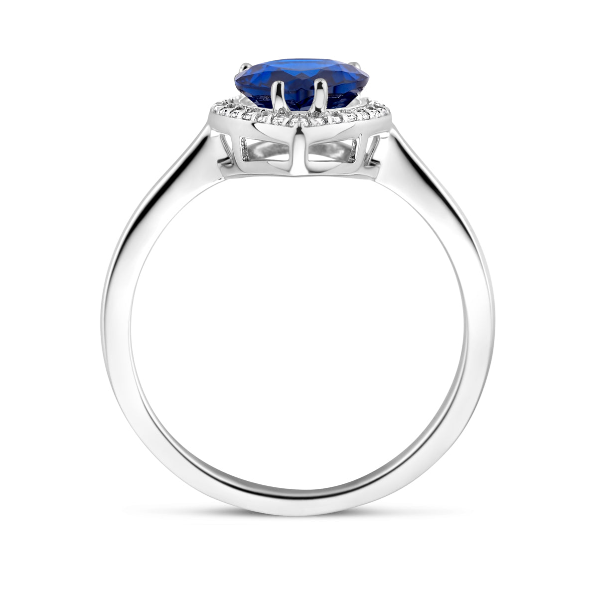 vDam Ring Wit En Blauw Zirkonia Halo Zilver Gerhodineerd 1339054 Maat 17¼