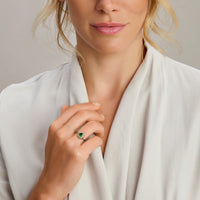 vDam Ring Wit En Groen Zirkonia Halo Zilver Gerhodineerd 1339059 Maat 17¼