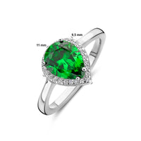 vDam Ring Wit En Groen Zirkonia Halo Zilver Gerhodineerd 1339060 Maat 17¾