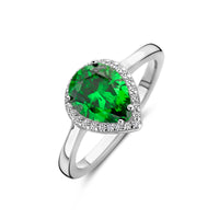 vDam Ring Wit En Groen Zirkonia Halo Zilver Gerhodineerd 1339062