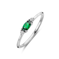 vDam Ring Wit En Groen Zirkonia Zilver Gerhodineerd 1339074